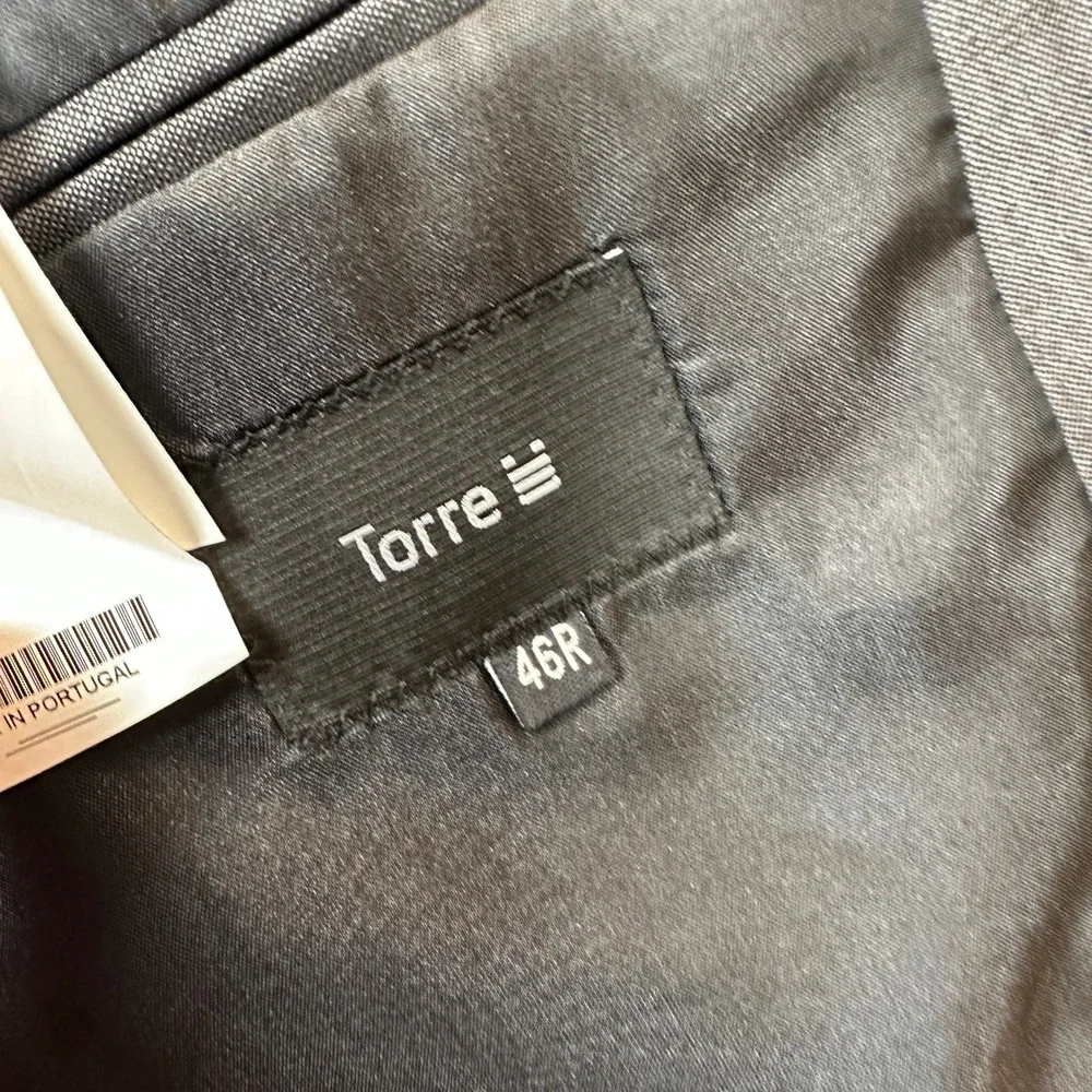 Torre Gavin AMF Charcoal Mohair Wool Blend 2 Piece Suit Mens 46R Jacket 42R Pant